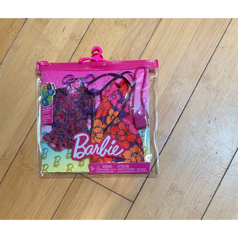 Barbie Clothes 2-Pack Floral Outfits HJT35 NEW With Accessories